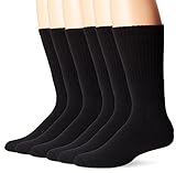 Terramar Men's Work and Sport 6 Pack Crew Socks, Black, Large