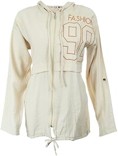 AMANY MAGDY Women Blouse Hooded Zipper Tie Up Long Sleeves