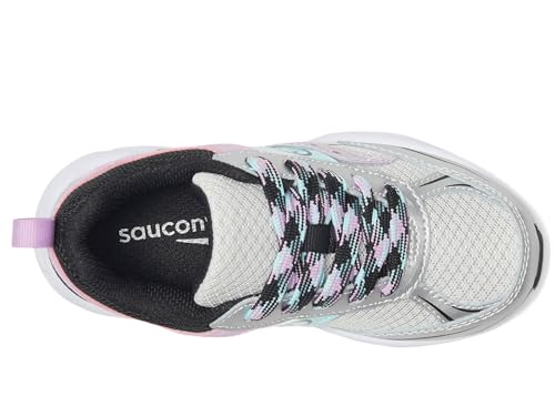 Saucony Flash XT (Little Big Kid) Sneaker, Silver/Black, 13.5 US Unisex2