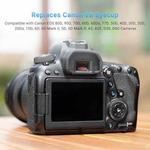 JJC Visor Ocular Eyecup para Canon EOS 6D, 6D Mark II, 5D, 5D Mark II, 80D, 70D, 60D, 50D, 40D, 30D, 20Da, 20D, 10D, D60, D30, A2E, A2 Cámaras Reemplazo de Canon EB. Eyepiece (Lote de 2) - imagen 5