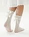 Winterlace Womens Frilly Ruffle Ankle Socks, 3 Pairs Lace Cute Bows Bobby Fashion Dress Sock (US, Alpha, One Size, Regular, Regular, Cream)