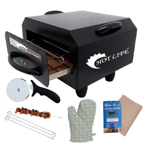hot life Electric Tandoor Mini with Aluminium Tray, Shockproof Rubber Legs, Pizza Cutter, Magic Cloth, Glove and Recipe Book -(1500W/BLACK)-image-32