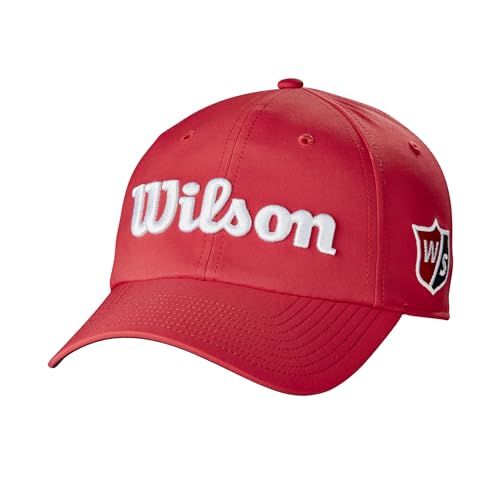 Gorra Wilson, Gorra W/S Pro Tour, Material Ligero, Accesorios de Golf para Hombre, Rojo