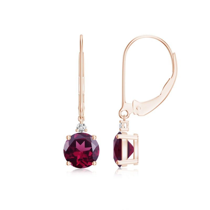 Image of Goldhartz 2 Ct. Natural Amethyst 6 mm Leverback Earrings for Women in 14k Gold Micron Plated 925 Sterling Silver, January Birthstone Dangle Earrings Jewelry for Her