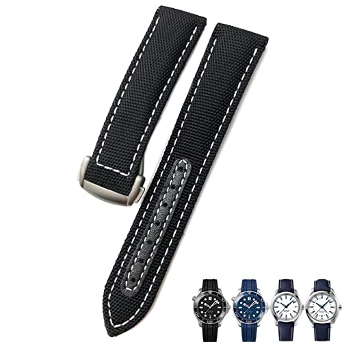 Bracelet de montre en nylon 20 mm noir bleu pour montre de sport Aqua Terra Seamaster AT150