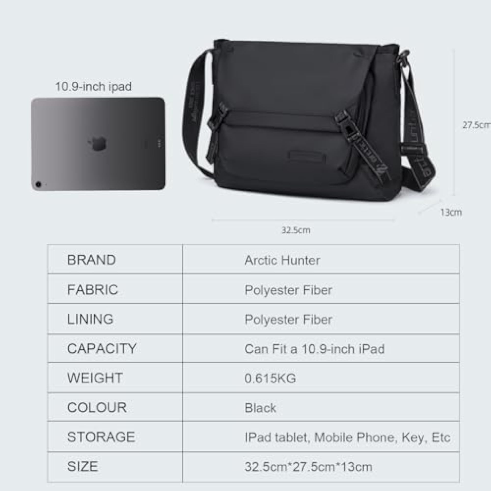 Large Sling Bag for Men, 11L Messenger Bag