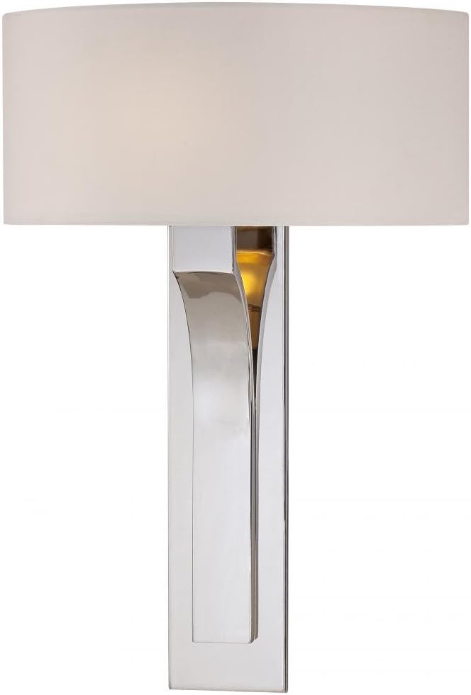 GEORGE KOVACS P1705-613 Kovacs Wall Sconce, 1-Light, 13 Total Watts, 16.75-in H x 11.75-in W, Polished Nickel