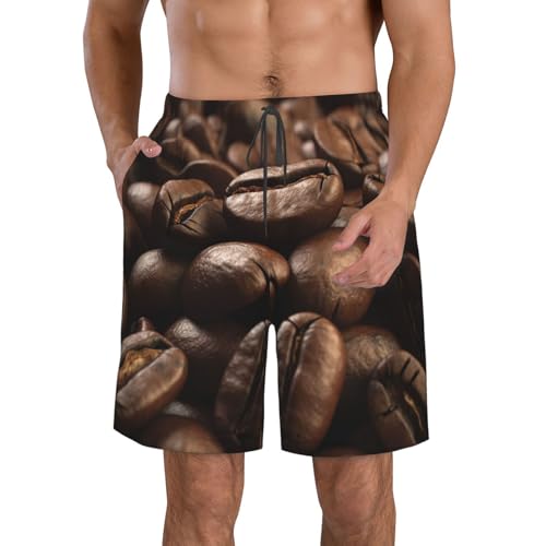Men's Swim Trunks Fragrant Coffee Beans Quick Dry Board Shorts Mens Bathing Suit Beach Swimwear with Pockets
