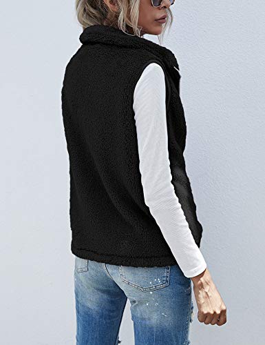 Lomon Women's Plus Size Zip-Front Warm Cardigan Vest Sleeveless Woman Vest Jacket Womens Fleece Vests Lightweight Vests For Women Plus Size Womans Cardigan Vest Black S #TOP4