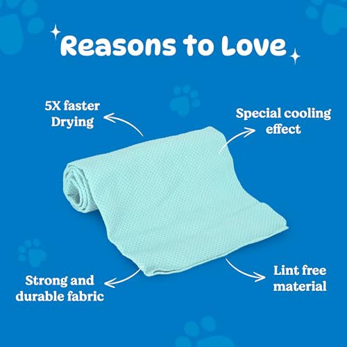 Image of BASIL Microfiber Ultra-Soft, Quick-Absorbent & Cooling Towel for Pets | Eco-Friendly, Fast-Drying Bathing Towel for Dogs & Cats of All Breeds | Perfect for Travel & Outdoor Uses | Green | Pack of 2