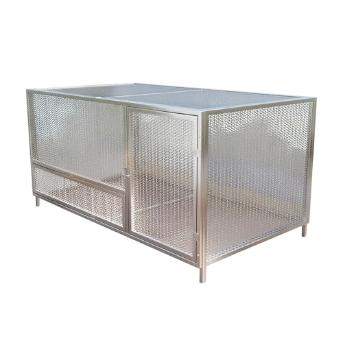 BJPQD 犬 ケージ ペットフェンス 鶏小屋 デグー ケージ 屋外用 アヒル ペット用 ウサギ 飼育用 大型サイズ バタフライロック 天窓付き フリップ式デザイン 焼付塗装 底面補強梁 太め角パイプ 安定性高め 耐荷重性 家禽に無害 自動ロック機能 両開