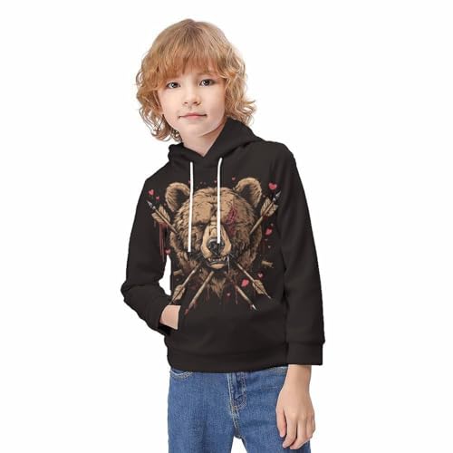 Pull ours pour garçon fille 11-13 ans pull léger à manches longues et capuche - 3