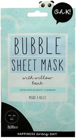 Oh K! Bubble Sheet Mask - Willow Bark - Korean Face Mask Sheet - Facial Skin Care Products - Clean Korean Skincare - Hydrating Face Sheets - 1 Pc