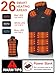 Heated Vest with 26 Zones for Men Women, No Battery Pack, 5V 2A USB Port & 7.4V DC Interface, 4 Switch Controls, Lightweight Windproof Polyester for Golf, Cycling, Hunting