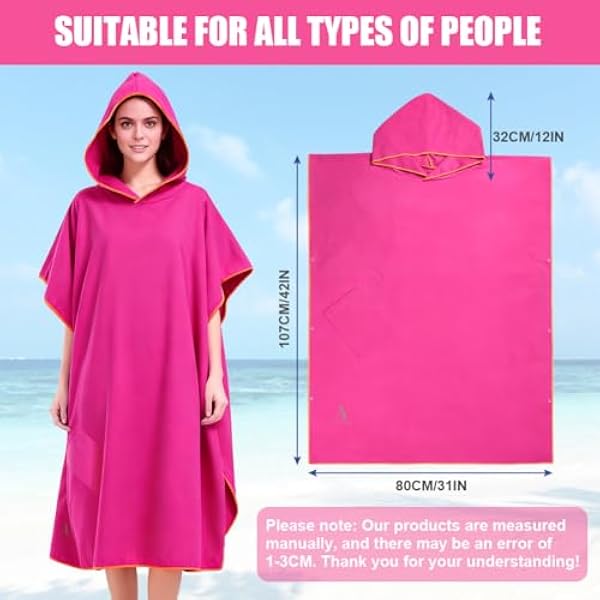 AUYAO Пончо с капюшоном полотенце для взрослых халат из микрофибры халат с карманом свободный крой пляжное пончо универсальный размер накидка банное полотенце с капюшоном для плавания