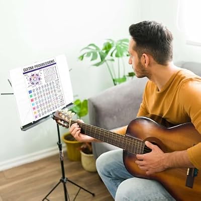 NQEUEPN Guitar Chord Chart, Laminated Guitar Fretboard Poster The Circle of Fifths Poster Guitar Chords Notes Scale Guitar & Piano Reference Guitar Cheat Sheet Guide Guitar Theory Chart for Beginner