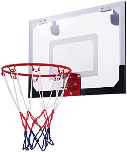 GYMAX Basketball Hoop and Backboard Set, Door Mounted Basketball Backboard, Indoor Ball Games for Kids Adult, 45 x 30cm