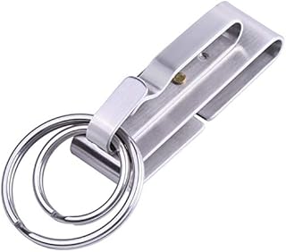 wisdompro Belt Key Clip, Stainless Steel Belt Key Holder, Heavy Duty Belt Loop Key Holder, Anti-lost Belt Keychain with 2 Detachable Keyrings for Men