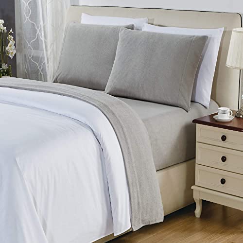 softan Polar Fleece Bed Sheet Set, Super Soft Plush Microfiber 4 Pcs, Easy Care and Breathable Bed Sheets with 15