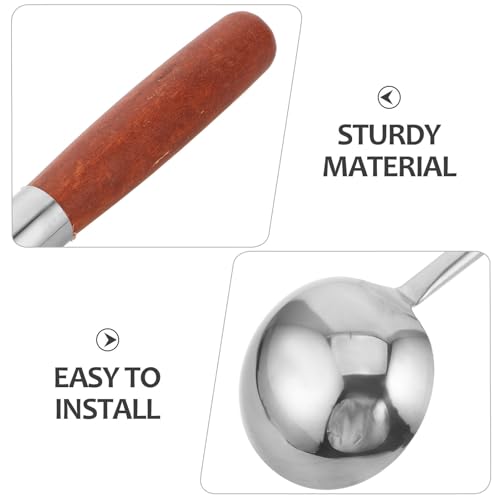 Cucharón de acero inoxidable con mango largo de madera para sauna 4