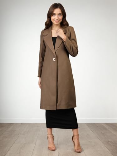 Image of CHKOKKO Women Chic Winter Coat Single Breasted | Knee Length Design with Buttoned Closure and Practical Front Side Pockets for Stylish and Comfortable Wear