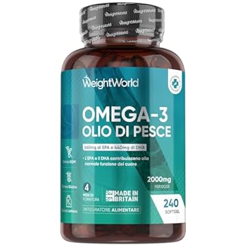 Omega 3 Olio di Pesce da 2000mg, 660mg EPA e 440mg DHA, Integratore Omega3 Fish Oil e Acidi Grassi Essenziali in 240 Softgel (4 Mesi), EPA e DHA Contribuiscono alla Normale Funzione del Cuore (EFSA)