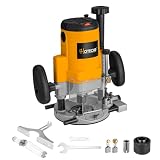 Hoteche Tupia Para Madeira de 2400 W, Tupia Elétrica Para Marcenaria, Máquina de Fresar com Base Fixa E Pinças de 1/4', 1/2' E 12 Mm.