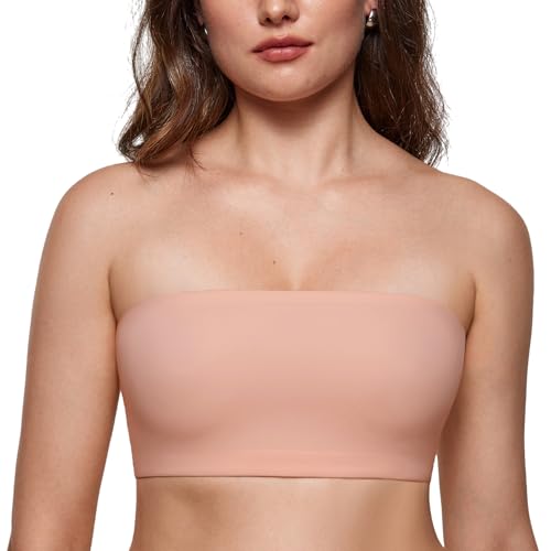 Image of INLYRIC Women's Inbarely Strapless Bandeau Bra Bralette Tube Top Seamless Comfortable Stretchy Non Padded Bras Tops