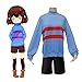Weixu Game Undertale Frisk Cosplay Costume Blue Tops Shorts Full Set Holloween Outfit S