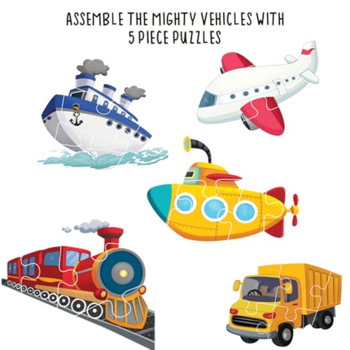 The Book Tree Transport Puzzle Box for Kids - 60 Piece Transport Jigsaw & Toddler Puzzles with 1 Board Book-Educational Toy for Cognitive Development | Return & Birthday Gifts by Majestic Book Club