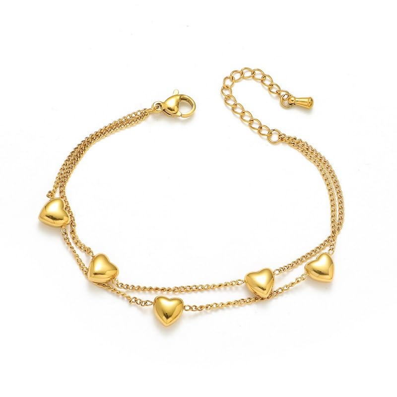 MEENAZ Hearts Bracelet for Women Stylish Gift for Girls Women Waterproof Anti Tarnish Bracelets | Bracelet for Ladies Jewellery for women | Valentine Gift for girlfriend Wife gifts for woman-409