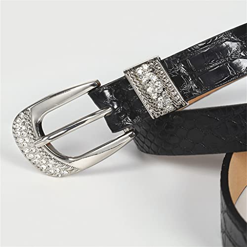 Women Diamond-inlaid Design Belt Casual 112CM Alloy Pin Buckle Elegant Chic Streetwear Party Belts2