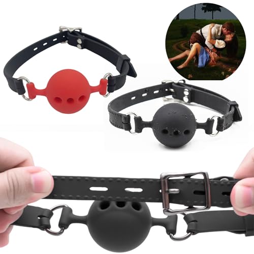 Image of Leather Restraints Ball Mouth Plug Silicone Bondage Ball Gag Hollowed-Breathable Silicone Sex Gag Muzzles Adjustable Strap Bondage Harness Restraints-S(BO5)