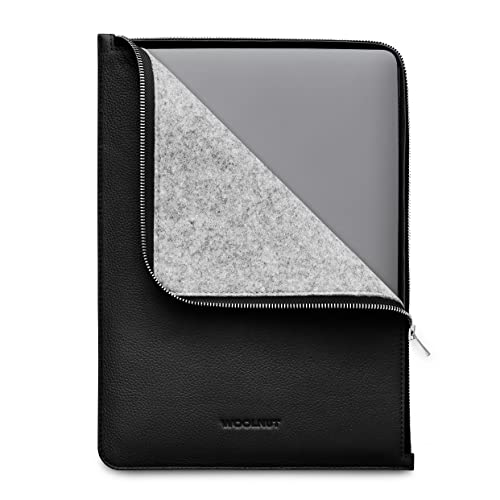 Woolnut Pelle & Lana Folio Zipper Sleeve Cover per MacBook Pro 14' - Nero