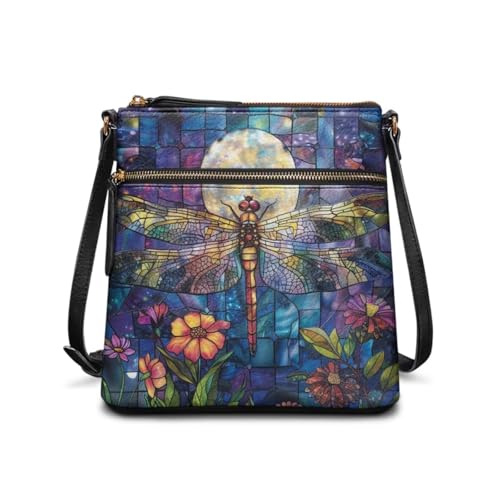 Image of Leather Women Crossbody Hobo Bag Satchel Purse Handbag with Adjustable Shoulder Strap and Zipper Pockets