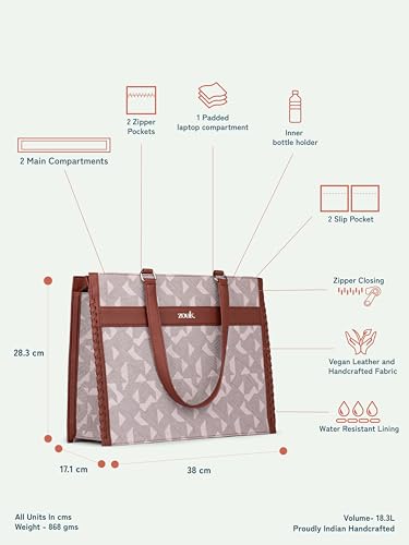 Image of ZOUK Boardroom Office Bag for Women | Big Size Business Tote | Laptop Up to 14 Inch | Water-Resistant | Stylish Handbag for Work & Travel |