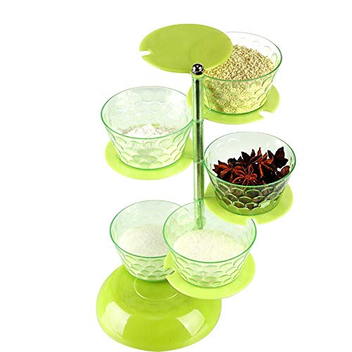 Kitchen Vertical Crystal Rotating Seasoning Box Set Seasoning Jar Condiment Storage Box Kitchen Household Spice Rack 5 Layers #TOP6