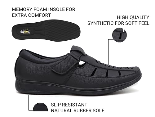 Image of Faux Leather Sandals for Men | Closed Fisherman Sandal