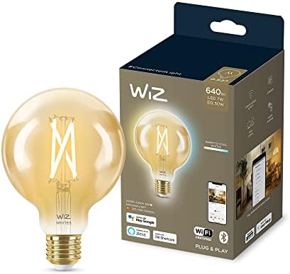 WiZ Tunable White [E27 Edison Screw] Smart Connected WiFi G95 Globe Filament Light Bulb. 60W Warm White Light, App Control for Home Indoor Lighting, Livingroom, Bedroom.