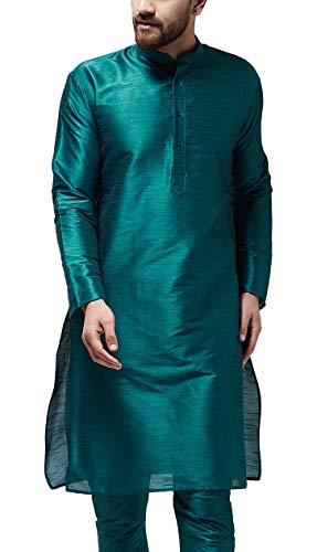 Kurta long Sojanya vêtement traditionnel homme en soie mélangée