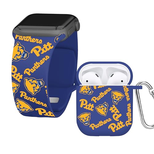 Affinity Bands Pittsburgh Panthers HD Combo Package Compatible with Apple Watch and AirPods Gen 1 & 2 (38/40/41mm Long Random)