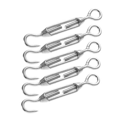 Tensores para cables de acero, pack de 5 piezas, acero inoxidable, tipo gancho, dimensiones 4.72 x 0.67 x 0.39 pulgadas miniatura 1