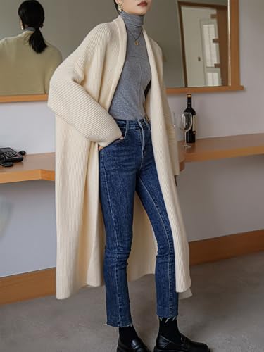 Women's Long Cardigan Sweaters Cable Knit Casual Open Front Long Sleeve Oversized Coats2