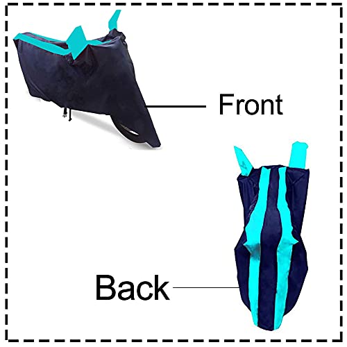 Image of Auto Pearl Water Resistant Cyan Blue 3Strip Bike Body Cover With Mirror Pockets Buckle Belt For Honda Activa 125