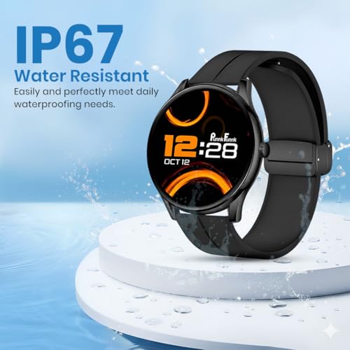 Image of PunnkFunnk Glavito Round Dial Smartwatch 1.49 inch AMOLED Display, 100+ Sports Modes, IP67, Health Tracking, Bluetooth Calling, Crown Control, 100+ Watch Faces for Men & Women (Magnetic Black BlackDial)