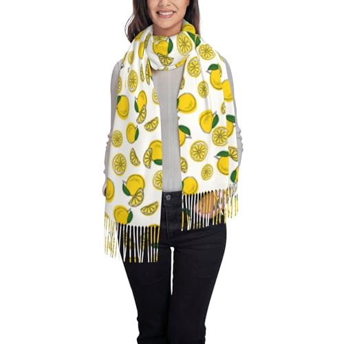 Écharpes à franges motif citron noir grand foulard d'été et hiver