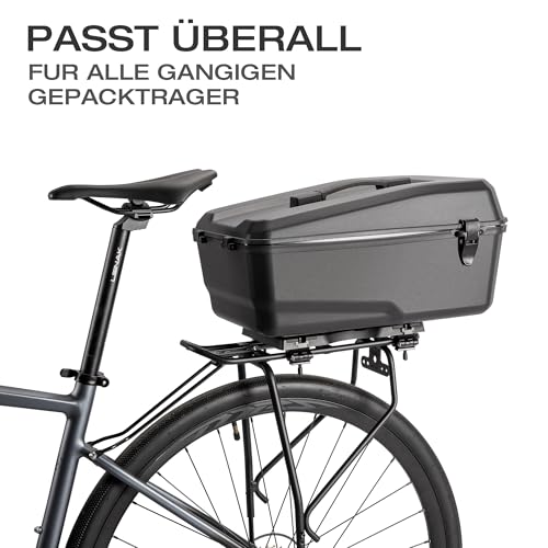 PINNAMAX Fahrrad-Topcase mit Adapterplatte – Schnellverschluss-Fahrradbox mit Griff – Abschließbarer, wasserdichter Fahrrad-Gepäckträger, große Kapazität (Grundlage+Koffer)