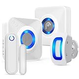 Fosmon WaveLink Wireless Door Chime (1 Receiver + 1 Sensor) and Door Chime Driveway Alarm Guard Motion Sensor Detector (1 Receiver + 1 Sensor) with 500 Feet Range, 58 Tunes, 5 Volume Levels