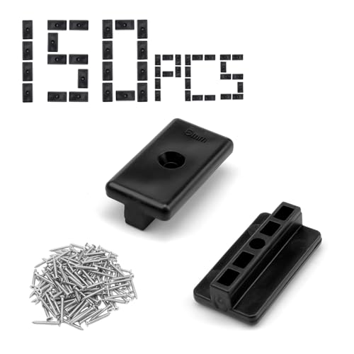 LWLWA 150 Pcs Clips de Fijación de WPC, 6 mm Clips de Cubierta Compuestos, WPC/BPC Floor Design Clip de Fijación en T, con Tira de Tapa y Tira de Sellado, Perfecto para Soportes de Piso WPC