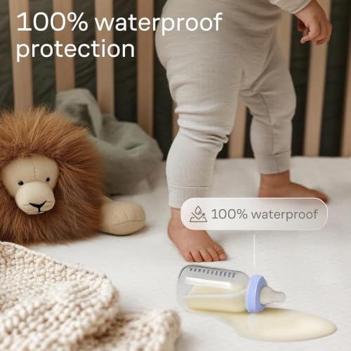 Image of Niagara 2 Pack Viscose Made from Bamboo 100% Waterproof Crib Mattress Protector, Soft Breathable Crib Mattress Protector with Deep Pocket, Crib Mattress Pad for Toddler and Baby (52x28, Gray)